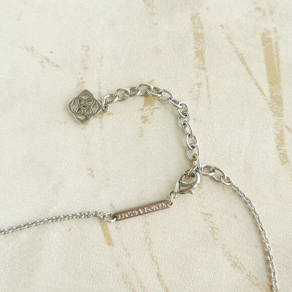 New Kendra Scott Elisa Silver Cobalt Cat's Eye Pendant Necklace - Picture 4 of 4